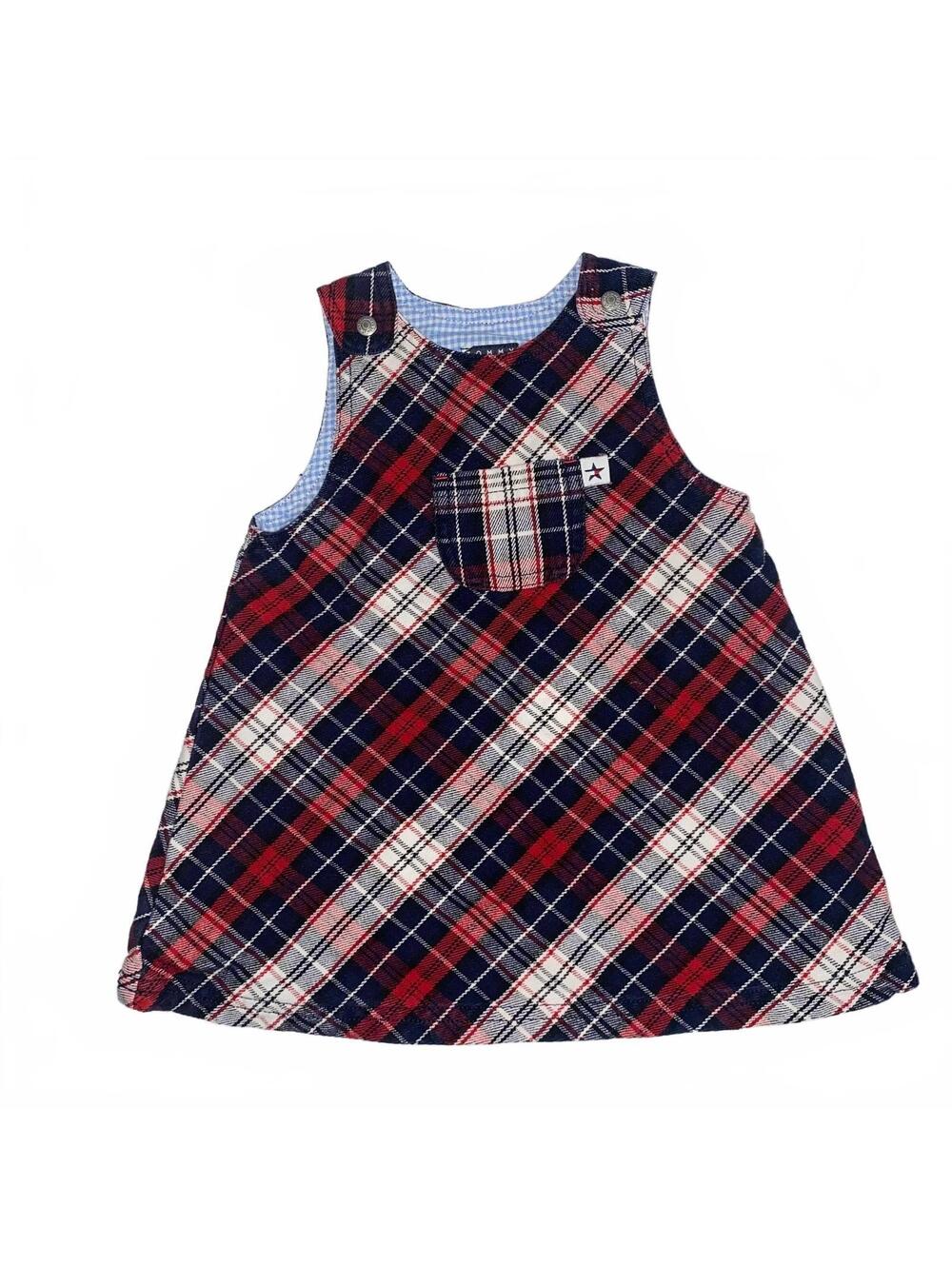 Vintage Tommy Hilfiger Plaid Jumper Dress Baby Girls 6-12 Months 2003